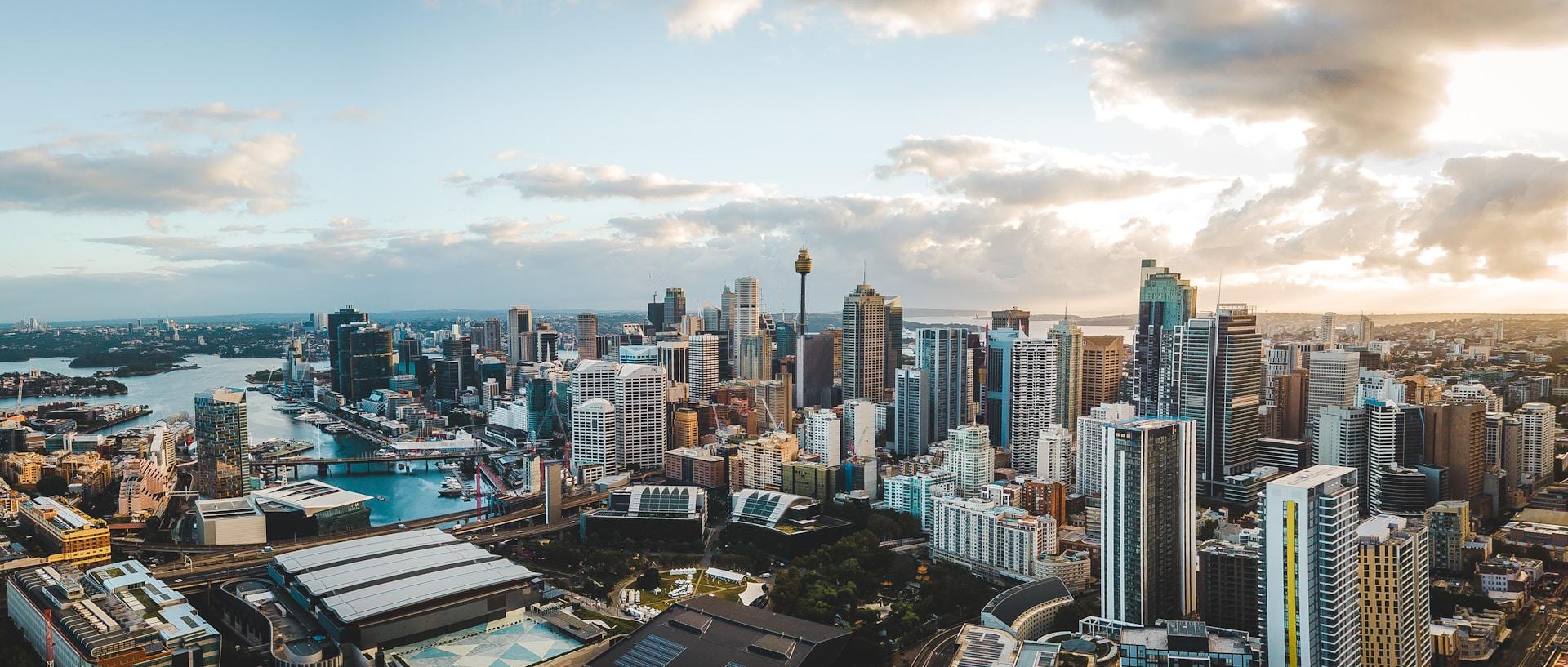 Sydney CBD high-rise towers from above